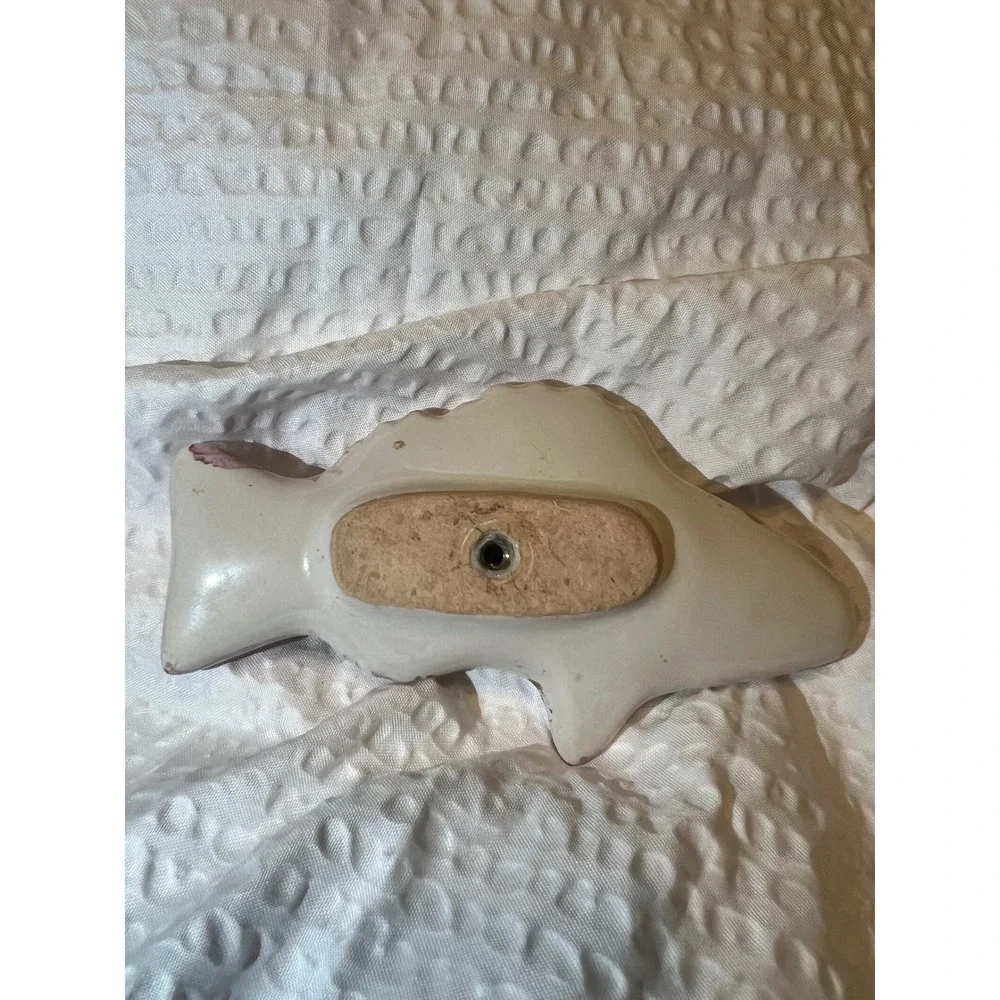 MacKenzie-Childs Ceramic Fish Knob 5in Colorful‎ Checker Pink Pull Handle
